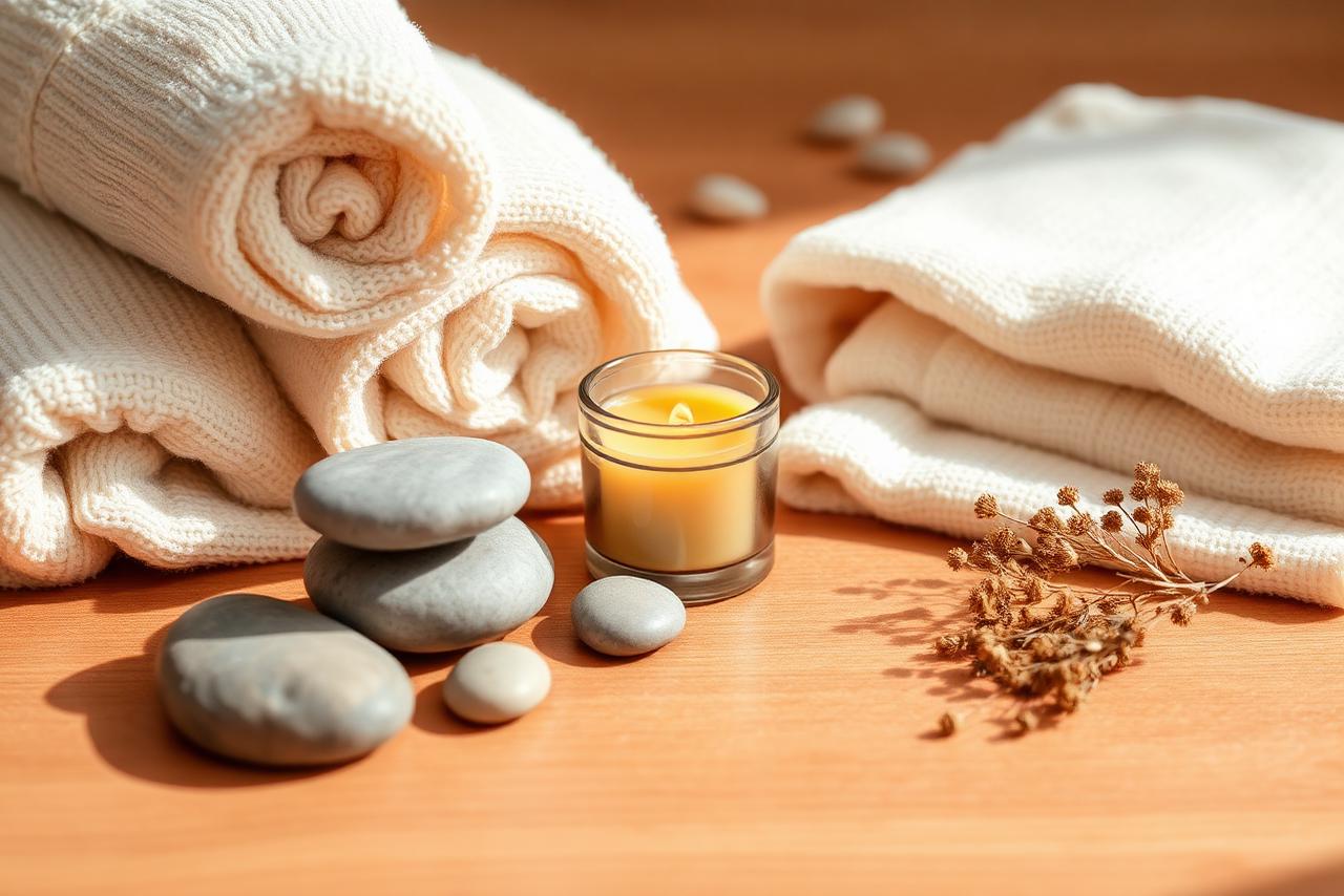 Soft spa textures with stones and candle